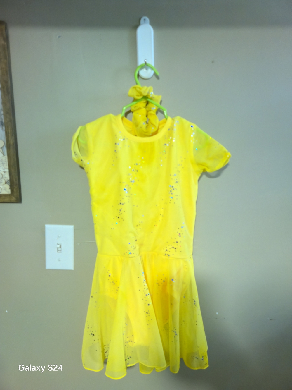 Kids Yellow Dance Costume with Sequin Accents